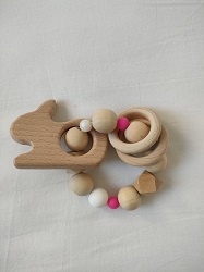 Hochet lapin rose/ blanc